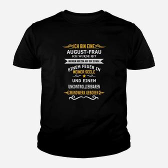 August-Geburtstag Damen Kinder Tshirt, Birthday Feuer-Design - Seseable