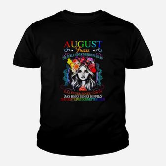 August-Geburtstags-Kinder Tshirt für Damen, Blumen & Hippie-Design - Seseable