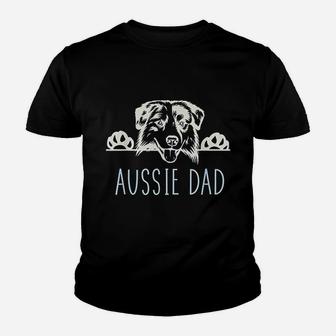 Aussie Dad With Australian Shepherd Dog Kid T-Shirt - Seseable