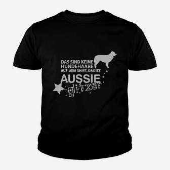 Aussie Hunde Glitzer Kinder Tshirt, Lustiges Hundehaare Spruch Design - Seseable