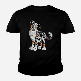 Australian Shepherd Aussie Art Dog Gift Kid T-Shirt - Seseable