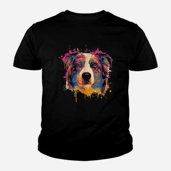 Australian Shepherd Dog Splash Aussie Kid T-Shirt - Seseable