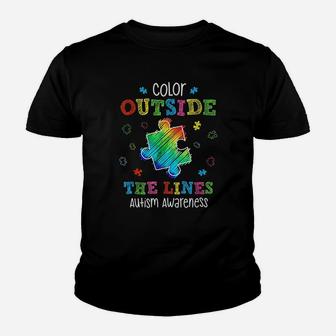 Autism Awareness Gift Colour Outside The Line Autism Kid T-Shirt - Seseable