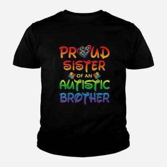 Awareness Family Proud Sister Of Autistic Brother Kid T-Shirt - Seseable