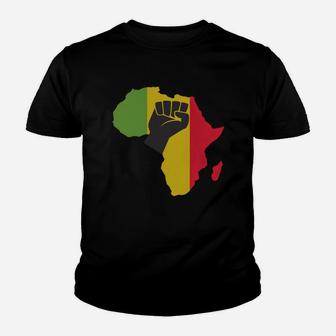 Awesome Africa Black Power With Africa Map Fist Kid T-Shirt - Seseable