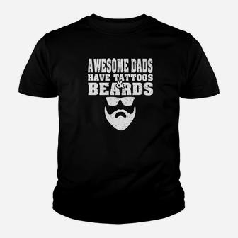 Awesome Dads Have Tattoos And Beards Vintage Fathers Day Premium Kid T-Shirt - Seseable