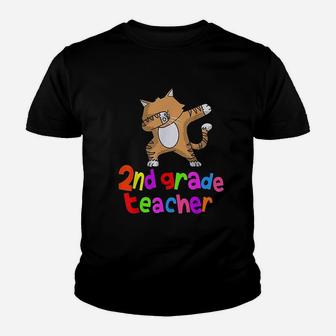 Back To School 2nd Grade Teacher Dabbing Cat Dab Kid T-Shirt - Seseable