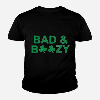 Bad And Boozy St Patricks Day Funny Drinking Kid T-Shirt - Seseable