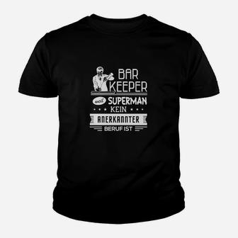 Barkeeper Superman Kinder Tshirt, Schwarzes Kinder Tshirt für Barpersonal - Seseable