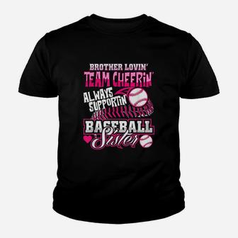 Baseball Sister Team Cheering, sister presents Kid T-Shirt - Seseable