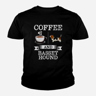 Basset Hound Coffee And Basset Hound Dog Kid T-Shirt - Seseable