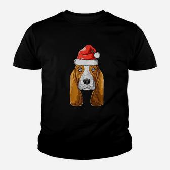 Basset Hound Santa Hat Christmas Basset Hound Kid T-Shirt - Seseable