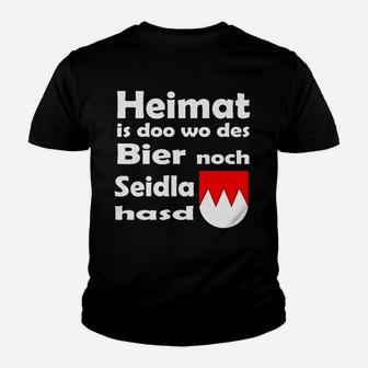 Bayerisches Motto Kinder Tshirt Heimat is doo wo des Bier Seidla is mit Wappen, Trachten-Look - Seseable