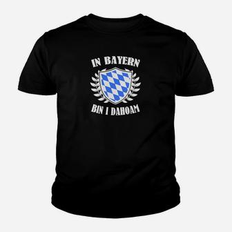 Bayern Wappen Schwarzes Kinder Tshirt: In Bayern bin i dahoam Motiv - Seseable
