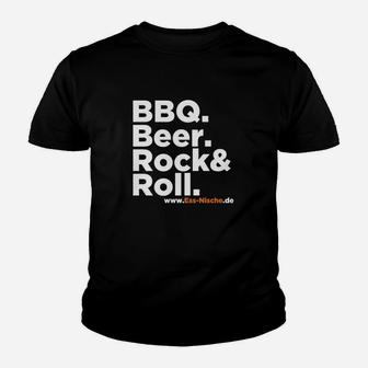BBQ Beer Rock & Roll Herren Kinder Tshirt, Lustiges Grillparty Tee - Seseable
