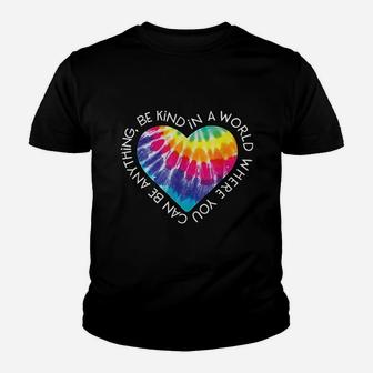 Be Kind Groovy Tie Dye Hippie Peace Gift Bullying Kid T-Shirt - Seseable