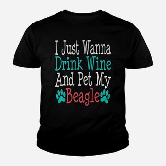 Beagle Dog Mom Dad Funny Wine Lover Gift Birthday Kid T-Shirt - Seseable