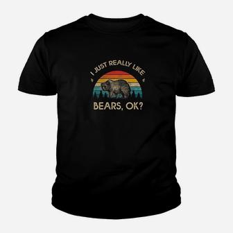 Bear Lover I Just Really Like Bears Ok Vintage Tee Kid T-Shirt - Seseable