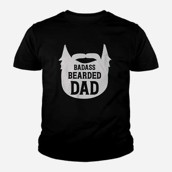 Bearded Dad Manly Beard Silhouette Funny Father Parent Kid T-Shirt - Seseable