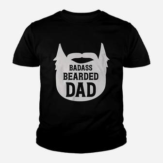 Bearded Dad Manly Beard Silhouette Funny Father Parent Kid T-Shirt - Seseable