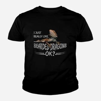 Bearded Dragon I Just Really Like Funny Tees Youth T-shirt - Seseable