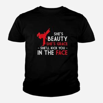 Beauty And Grace Girls Martial Arts Tkd Karate Test Mom Dad Kid T-Shirt - Seseable