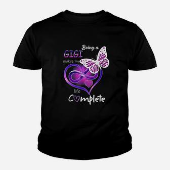 Being A Gigi Makes My Life Complete Butterfly Gigi Gift Kid T-Shirt - Seseable