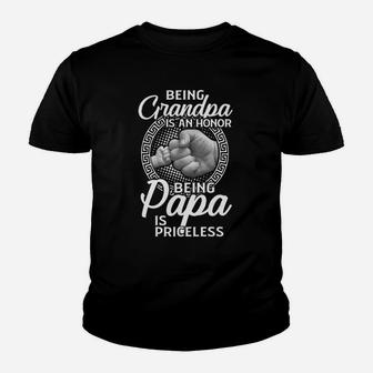 Being Grandma Is An Honor Being Papa Is Priceless Kid T-Shirt - Seseable