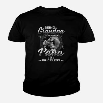 Being Grandpa Is An Honor Being Papa Is Priceless Father Kid T-Shirt - Seseable