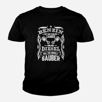 Benzin & Diesel Kinder Tshirt, Umweltbewusst Statement in Schwarz - Seseable