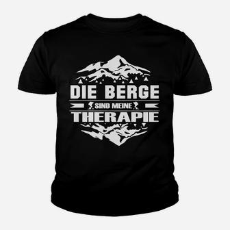 Bergliebhaber Kinder Tshirt Schwarz, 'Die Berge sind meine Therapie' Motiv - Seseable