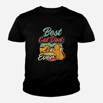 Best Cat Dad Ever Retro Vintage Best Cat Father Gift Kid T-Shirt - Seseable
