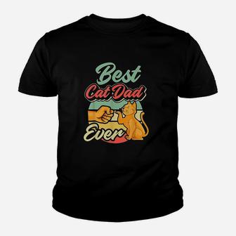 Best Cat Dad Ever Retro Vintage Best Cat Father Gift Kid T-Shirt - Seseable