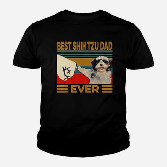 Best Shih Tzu Dad Ever Retro Vintage T-shirt Kid T-Shirt - Seseable