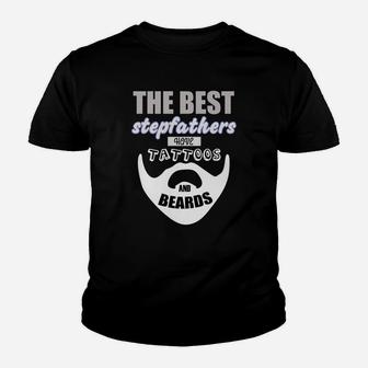 Best Stepfather Beards Tattoo Gift Step Dad Daddy Kid T-Shirt - Seseable