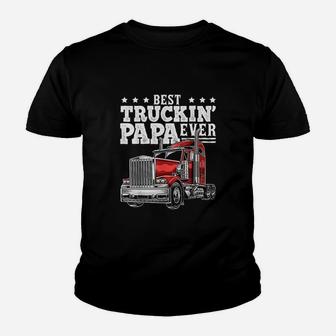 Best Truckin Papa Ever Big Rig Trucker Kid T-Shirt - Seseable