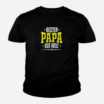 Bester Papa der Welt Herren Kinder Tshirt, Schwarz mit Gelber Schrift - Seseable