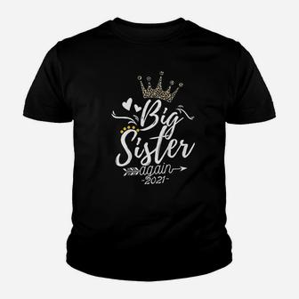 Big Sister Again 2021 Soon To Be Bigsister Leopard Kid T-Shirt - Seseable