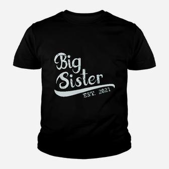 Big Sister Est 2021 Big Sister Gift Girls Fitted Kids Kid T-Shirt - Seseable