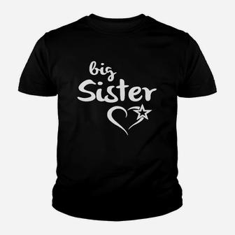 Big Sister Schwarzes Kinder Tshirt mit Herzstern-Motiv, Geschwister Liebe - Seseable