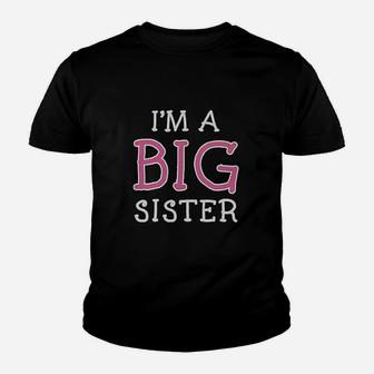 Big Sister Siblings Gift I Am A Big Sister Cute Girls Fitted Kid T-Shirt - Seseable
