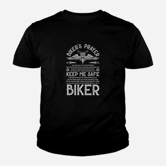 Biker's Prayer Vintage Motorcycle Biker Biking Motorcycling Kid T-Shirt - Seseable