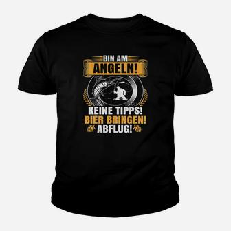 Bin Am Angeln Lustiges Für Bier Trinkende Angler Kinder T-Shirt - Seseable