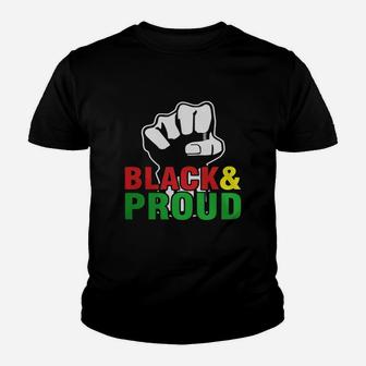 Black And Proud African American Pride Pro Black Kid T-Shirt - Seseable