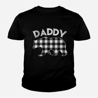 Black And White Buffalo Plaid Daddy Bear Christmas Pajama Kid T-Shirt - Seseable