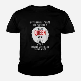 Black Queen Msw Social Work Power Masters Graduation Kid T-Shirt - Seseable