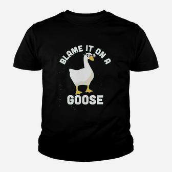 Blame It On A Goose Funny Video Game Meme Kid T-Shirt - Seseable