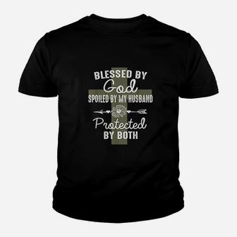 Blessed By God Spoiled By Husband Christian Wife Gift Kid T-Shirt - Seseable