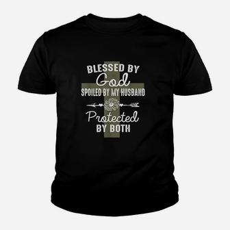 Blessed By God Spoiled By Husband Christian Wife Gift Kid T-Shirt - Seseable