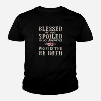 Blessed By God Spoiled By My Pipefitter Wife Kid T-Shirt
